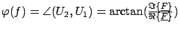 $ \varphi(f) = \angle(U_2,U_1) = \arctan(\frac{\Im\{\underline{F}\}}{\Re\{\underline{F}\}})$